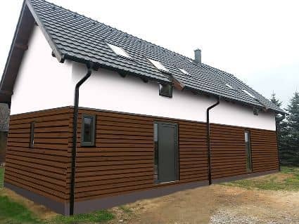 Dřevěný fasádní obklad - varianta 2 - přední pohled