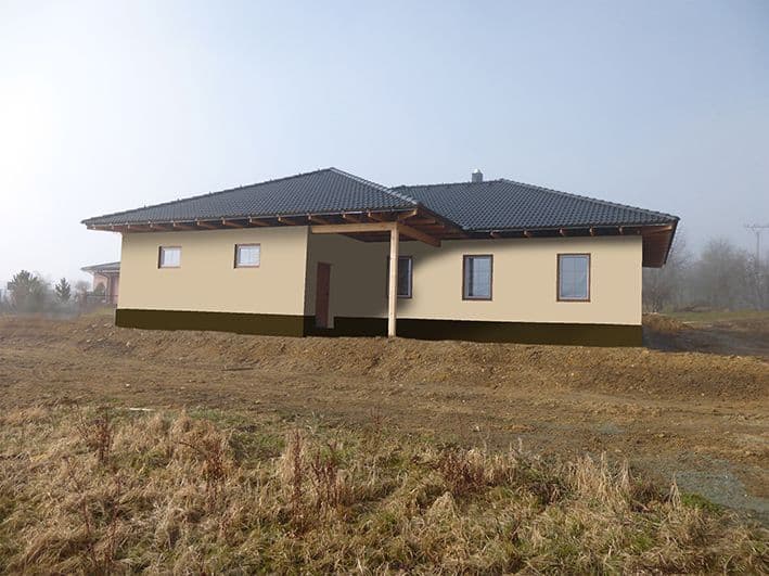 Návrh barevnosti fasády - varianta 2 - zadní pohled