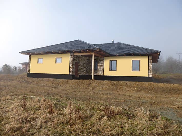 Návrh barevnosti fasády - varianta 3 - zadní pohled