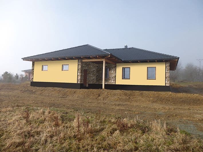 Návrh barevnosti fasády - varianta 3 - zadní pohled