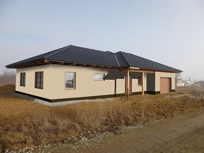 Návrh barevnosti fasády - varianta 2 - boční pohled