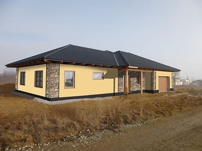 Návrh barevnosti fasády - varianta 3 - boční pohled