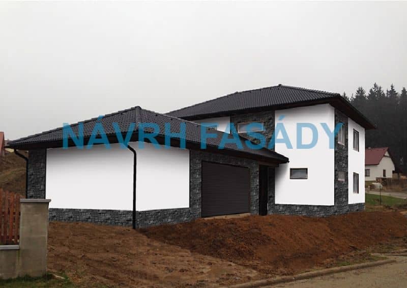 Návrh - vchod a garáž