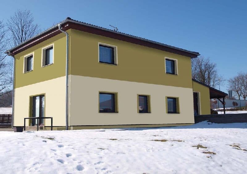 Návrh fasády rodinného domu - varianta 1 - zadní pohled