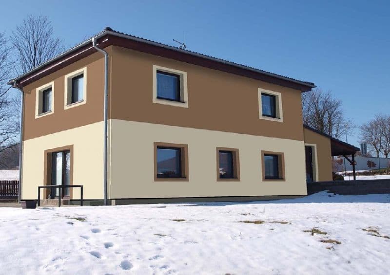 Návrh fasády rodinného domu - varianta 2 - zadní pohled