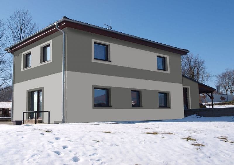 Návrh fasády rodinného domu - varianta 4 - zadní pohled