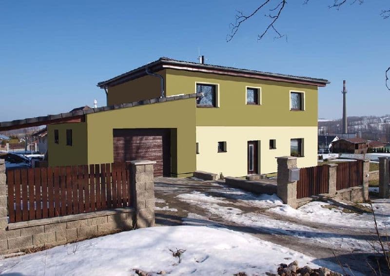 Návrh fasády rodinného domu - varianta 1 - přední pohled