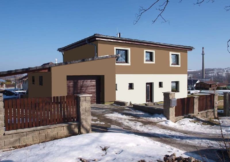 Návrh fasády rodinného domu - varianta 2 - přední pohled