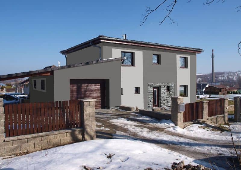 Návrh fasády rodinného domu - varianta 7 - přední pohled
