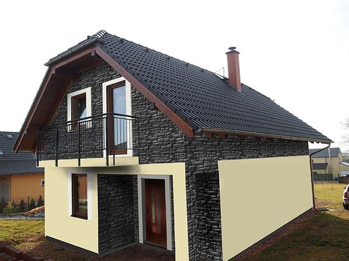 Návrh fasády rodinného domu - varianta 1 - přední pohled