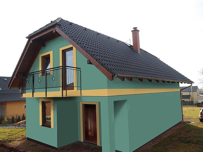 Návrh fasády rodinného domu - varianta 2 - přední pohled