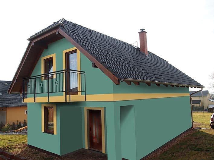 Návrh fasády rodinného domu - varianta 2 - přední pohled