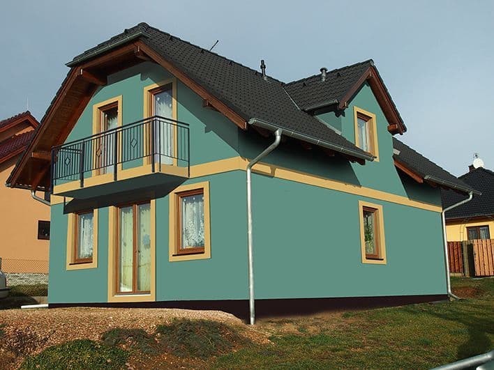 Návrh fasády rodinného domu - varianta 2 - zadní pohled